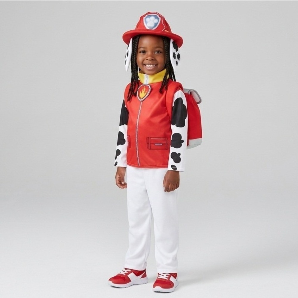 Paw Patrol Marshall Costume Kids Toddler Rubies Jumpsuit Hat Pup Pack Size 2-4